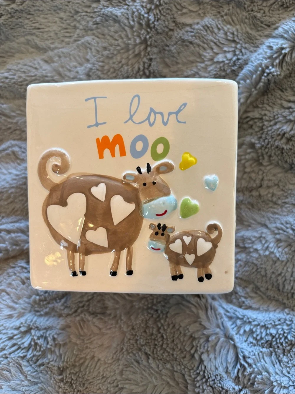I Love Moo Ceramic Cow Pot or Container- Nursey Decor